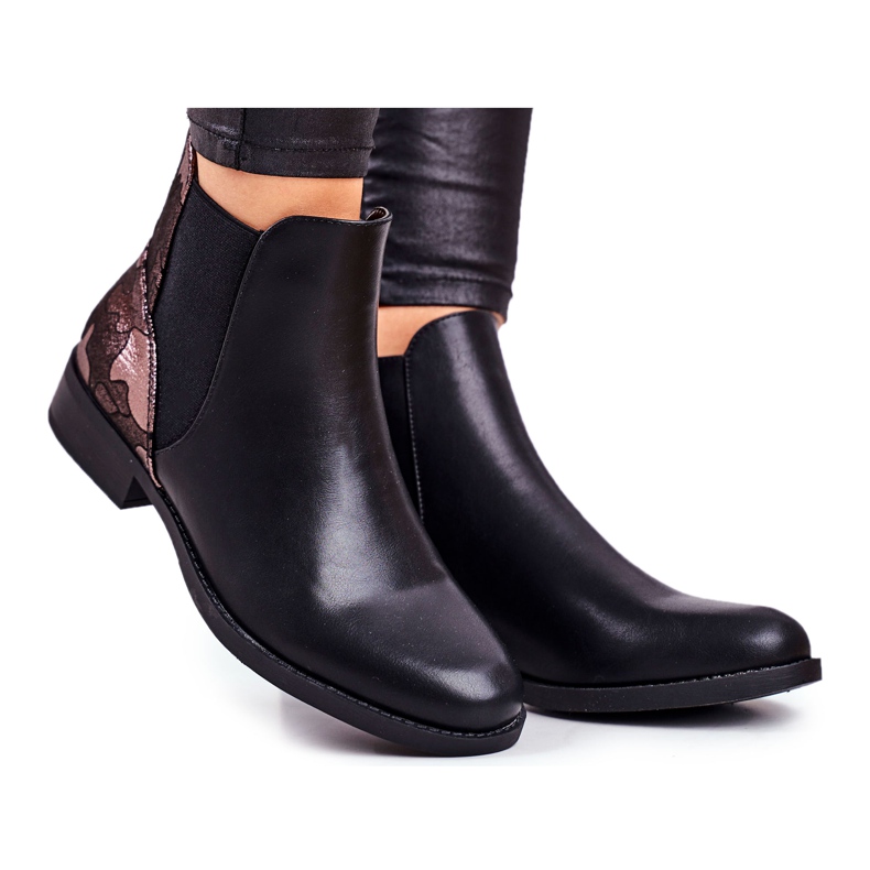 S.Barski Botas de Mujer Botas Chelsea Calientes Tacón Plano Negro Dibbo
