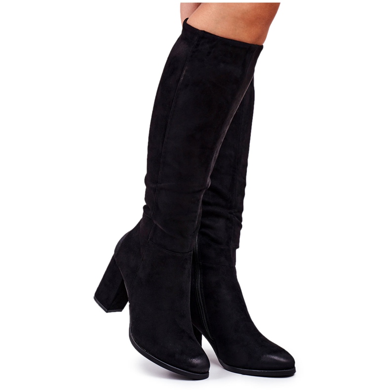 S.Barski Botas de mujer en tacón ante negro muchas veces