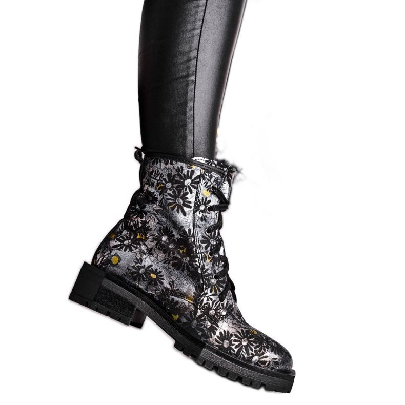 Botas Mujer Piel Maciejka Flowers 04869-38 negro multicolor