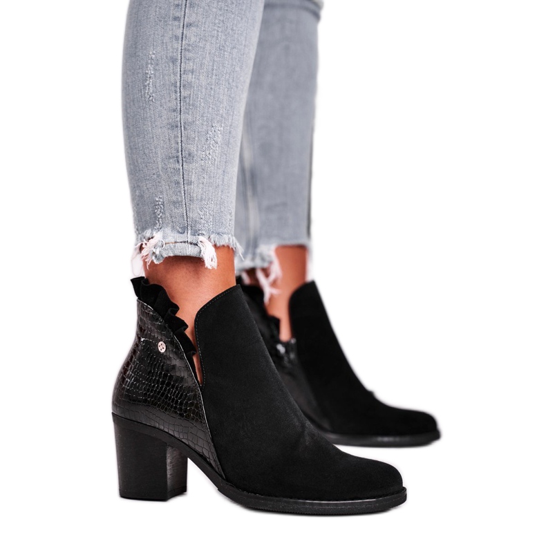 Botas de Mujer en el Tacón, Cuero Primavera Maciejka Negro 04833-01 Botas de Mujer en el Tacón, Cuero Primavera Maciejka Negro 04833-01