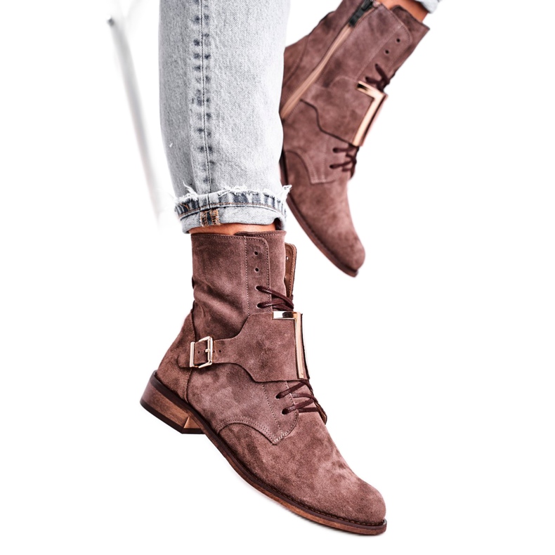 Botas Mujer Nicole Suede Light Brown 2591 marrón