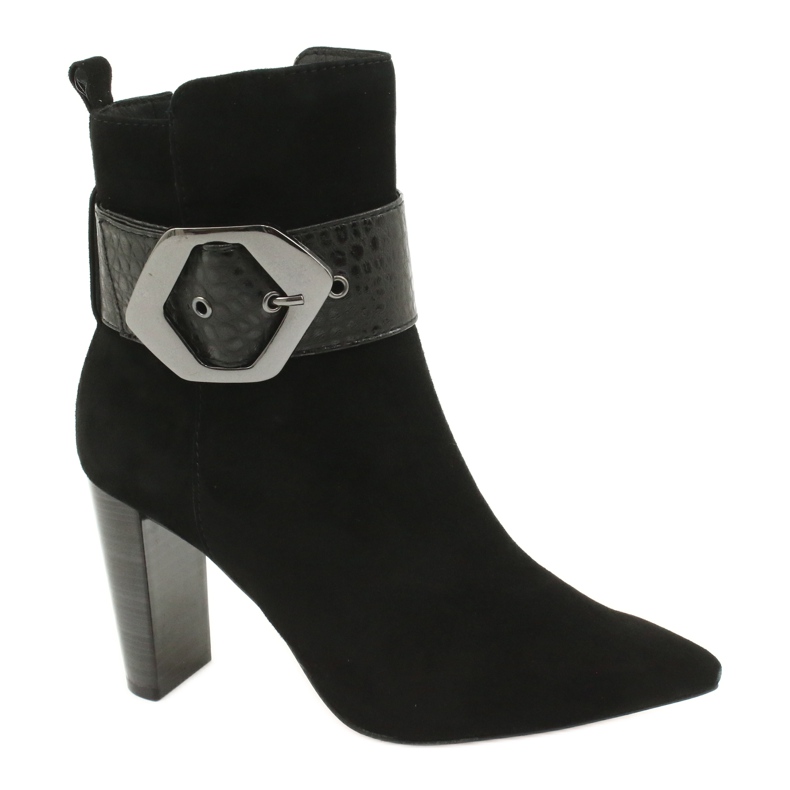 Caprice Botas de cuero negro con una hebilla 25317-25 025