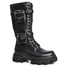 PS1 Botas de mujer en la plataforma Black Warm Winryna negro