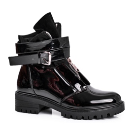 SEA Botas de mujer con correa Lacado Negro Joyce