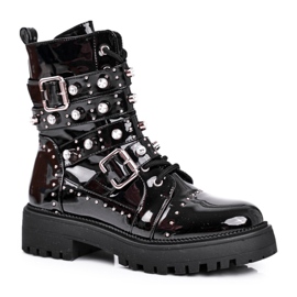 SEA Botas de Mujer Lacadas Camelia Negra negro