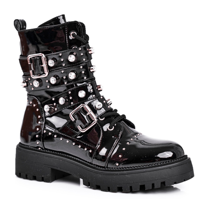 SEA Botas de Mujer Lacadas Camelia Negra negro
