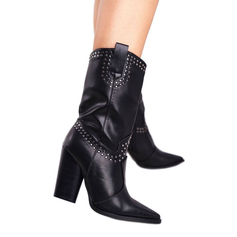 PS1 Botas De Mujer Con Tacón Cálidas Botas Vaqueras Negro Athens PS1 Botas De Mujer Con Tacón Cálidas Botas Vaqueras Negro Athens