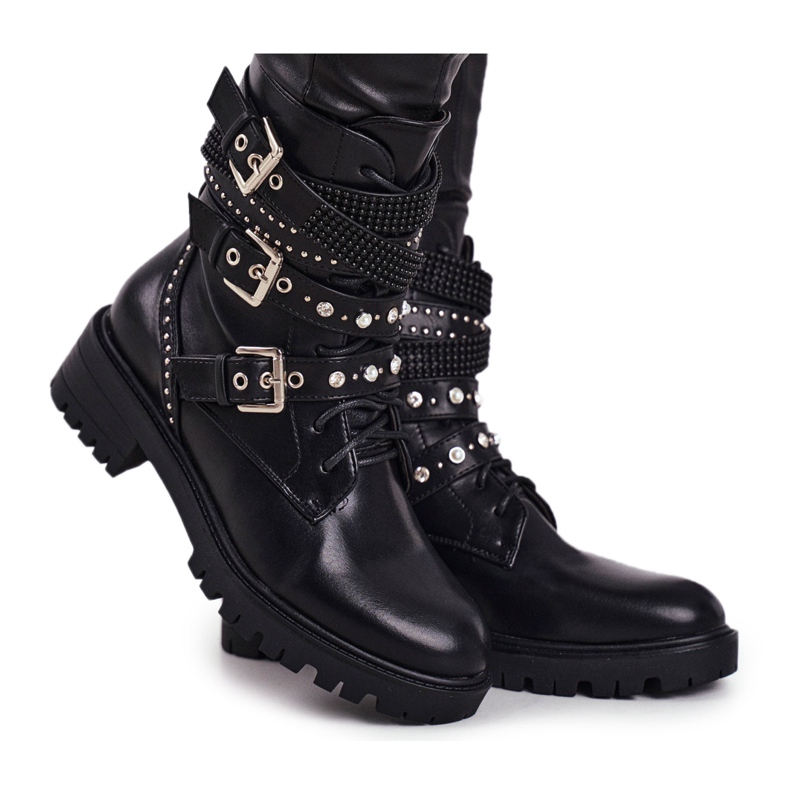 PS1 Botas De Mujer Con Hebillas Grunge Negro Victory
