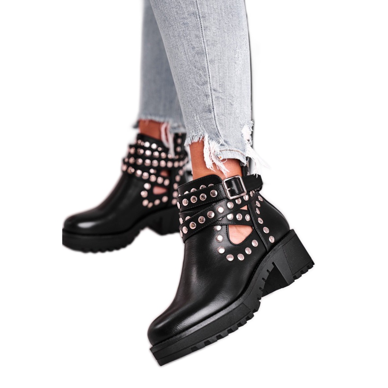 Botas de Mujer con Remaches Grunge Negro Heavenly Botas de Mujer con Remaches Grunge Negro Heavenly