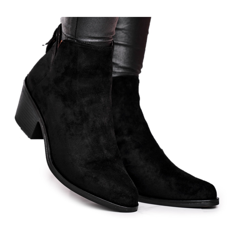 S.Barski Botas de Mujer Tacón Plano Cálido Otoño Negro Lechoso