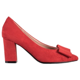 W. Potocki Zapatos de salón con purpurina y lazo rojo