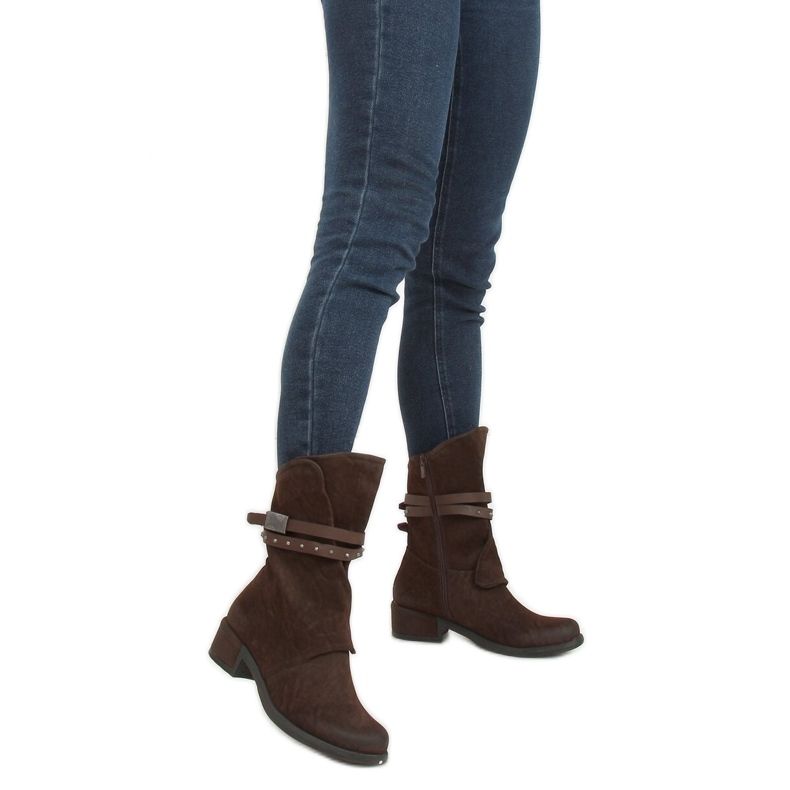 Brown ST-05P Botas militares de mujer marrones marrón