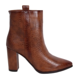 Botas de tacón, piel de serpiente marrón RB54 Camel