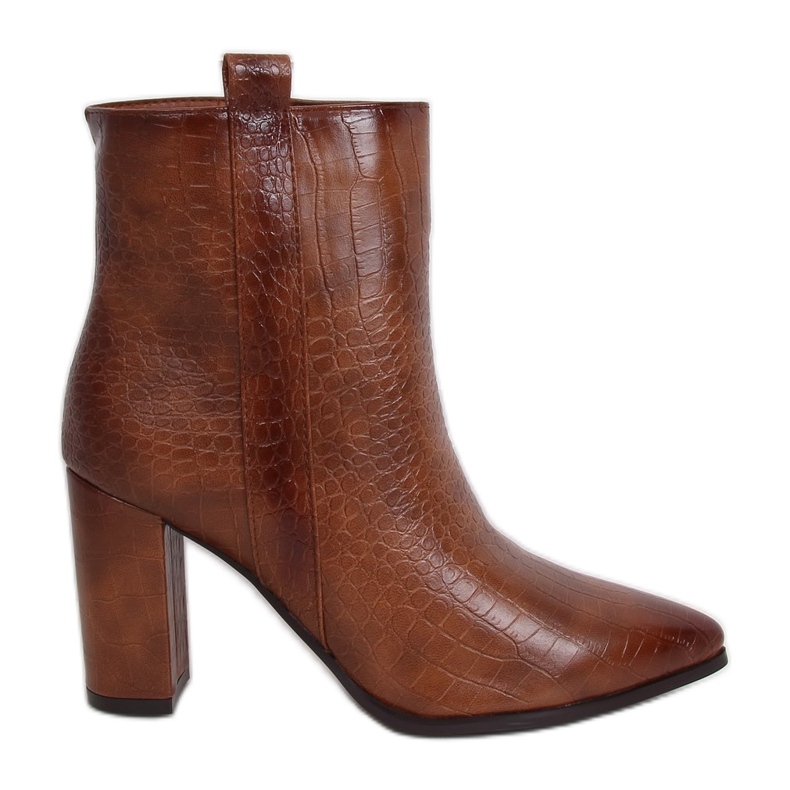 Botas de tacón, piel de serpiente marrón RB54 Camel