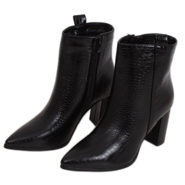 Negro Botas de tacón de piel de serpiente RB54 Negro