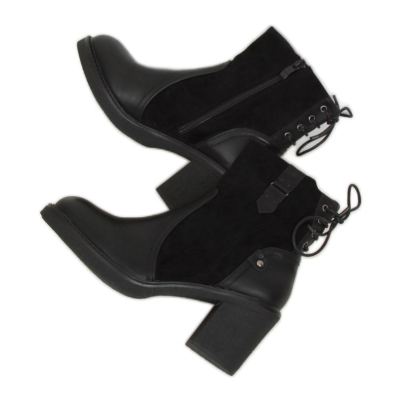 Botas negras con tacones anchos H8116 Negra negro