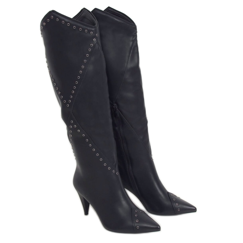 Botas negras con tacón de aguja RB76P Negro