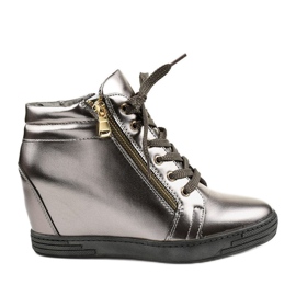 Zapatillas grises con cremallera Aqiava dorada