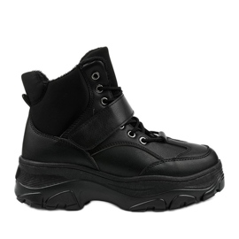 Zapatillas deportivas negras de moda hechas de cuero ecológico Soulsille negro