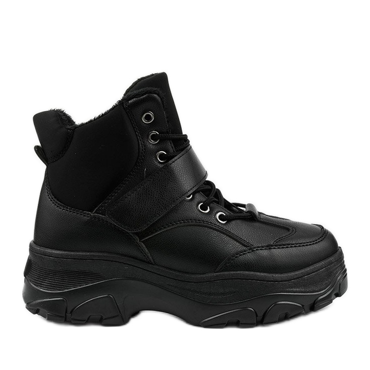 Zapatillas deportivas negras de moda hechas de cuero ecológico Soulsille negro