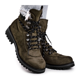EVE De Mujer Botas de Tacón Plano con Cremallera Verde Popsi