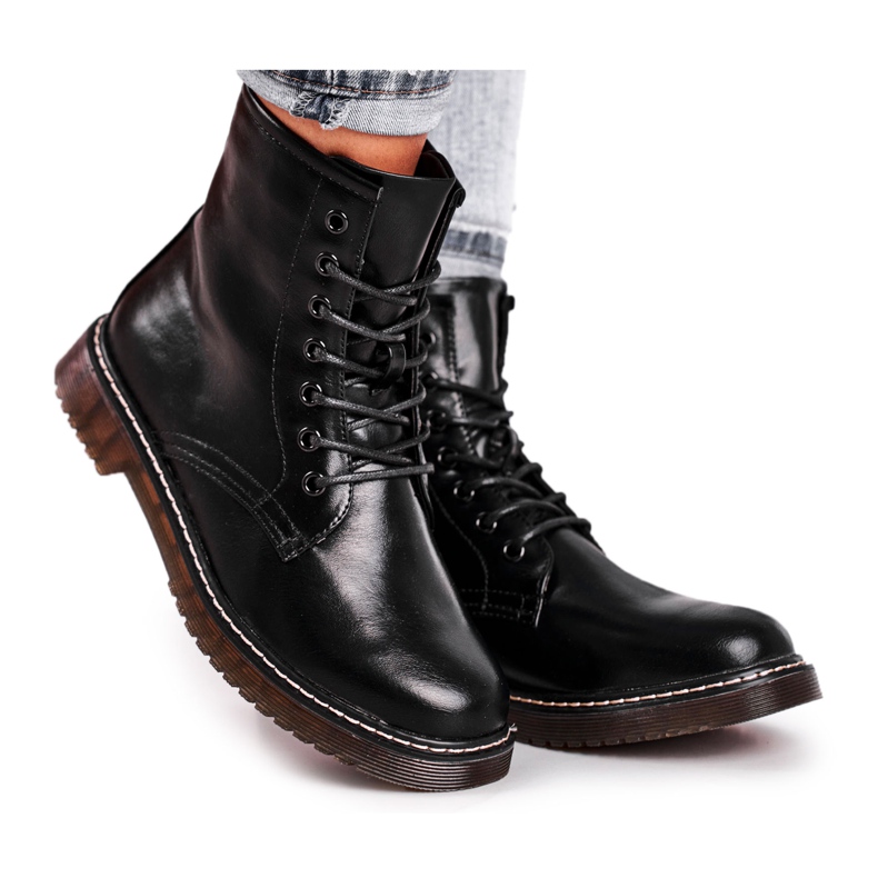 EVE Marita Black Boots Mujer Trappers Glany negro