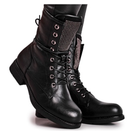EVE Botas de Mujer Trabajadoras Calientes con Circonita Cúbica Negra Siete Días negro