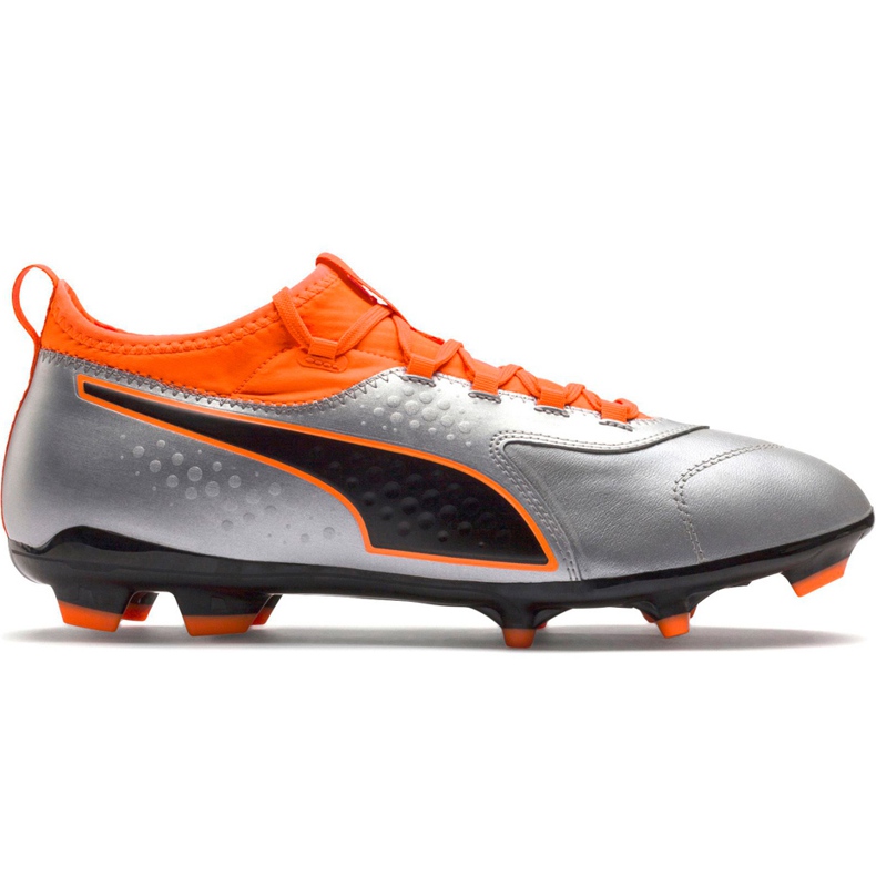 Zapatos de fútbol Puma One 3 Lth Fg gris-naranja 104743 01 multicolor