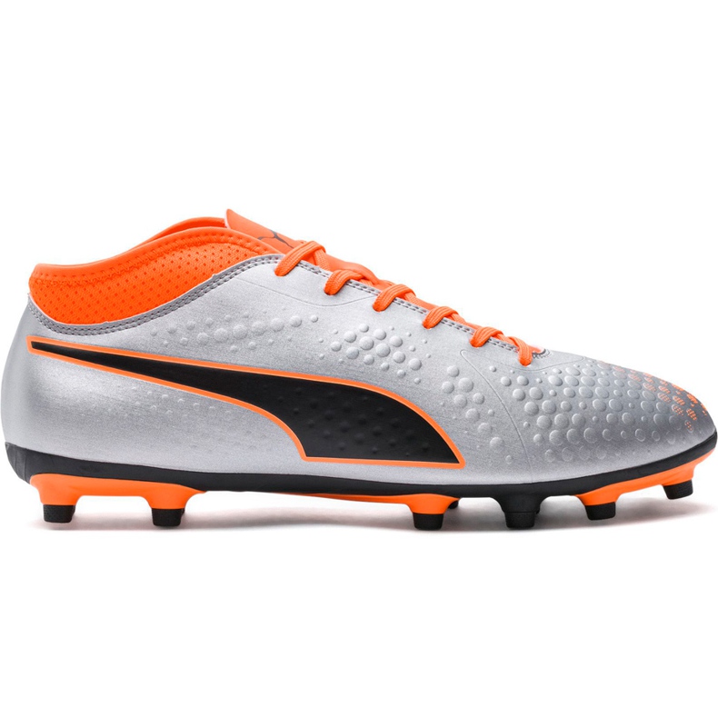 Zapatos de fútbol Puma One 4 Syn Fg gris-naranja 104749 01 multicolor plata