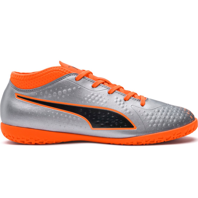Zapatos de fútbol Puma One 4 Syn It Junior gris-naranja 104783 01 multicolor plata