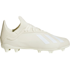 Botas de fútbol adidas X 18.3 Fg Jr DB2417 blanco, crema beige