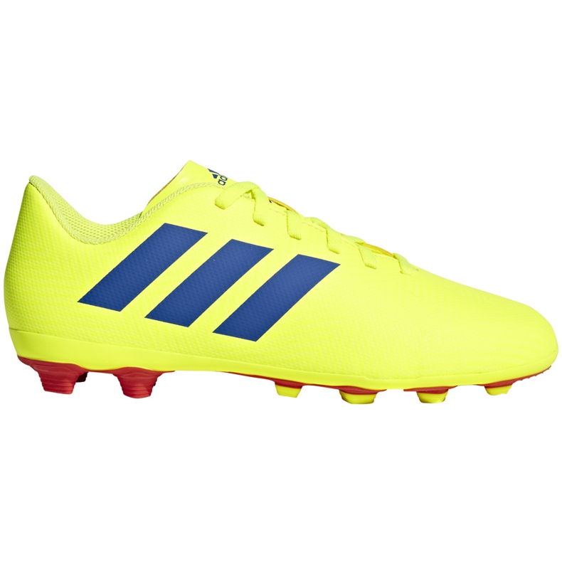 Botas de fútbol adidas Nemeziz 18.4 FxG Jr amarillo azul CM8509 multicolor