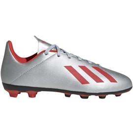 Botas de fútbol adidas X 19.4 FxG Jr plateadas F35362 multicolor plata