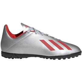 Botas de fútbol adidas X 19.4 Tf Jr plateadas F35348 rojo plata