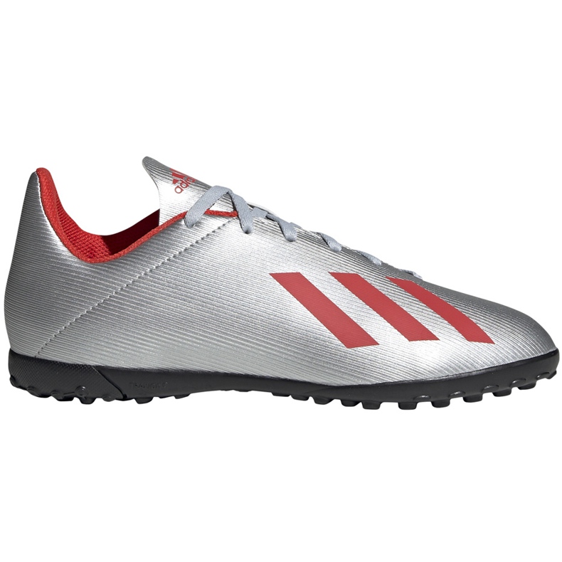 Botas de fútbol adidas X 19.4 Tf Jr plateadas F35348 rojo plata