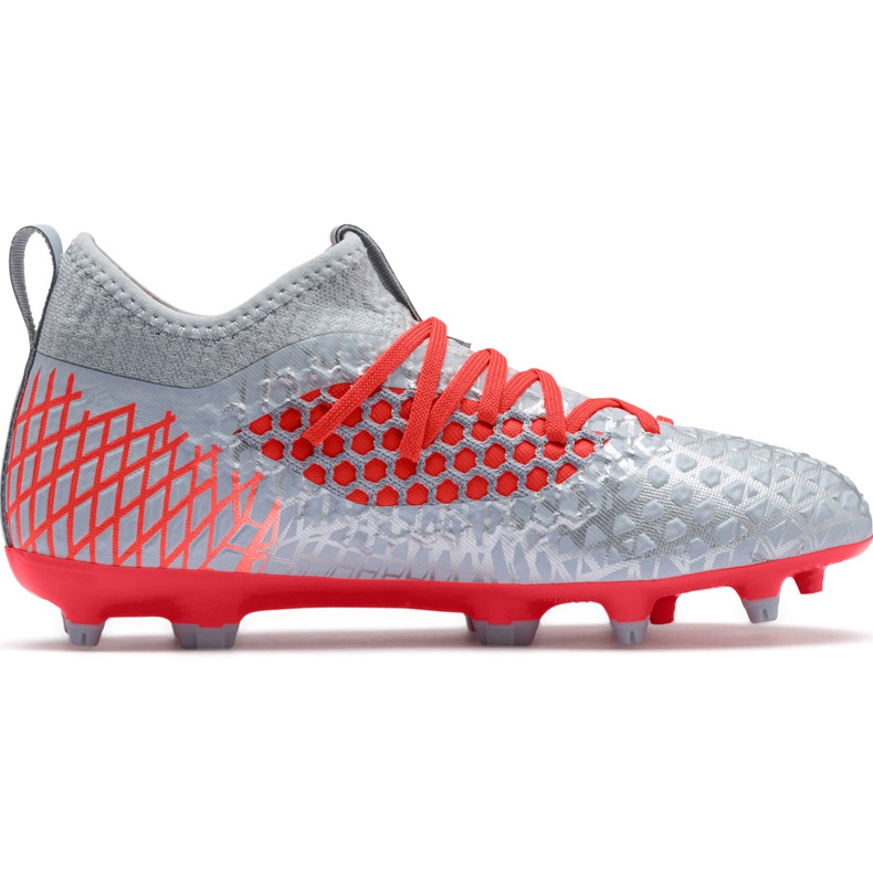 Botas de fútbol Puma Future 4.3 Netfit Fg Ag Junior plata-rojo 105693 01 multicolor gris