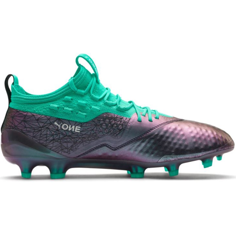 Zapatos de fútbol Puma One 1 Il Lth Fg Ag gris-verde 104925 01 rojo
