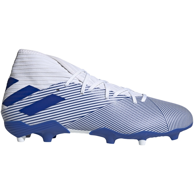 Botas de fútbol adidas Nemeziz 19.3 Fg blancas y azules EG7202 multicolor blanco