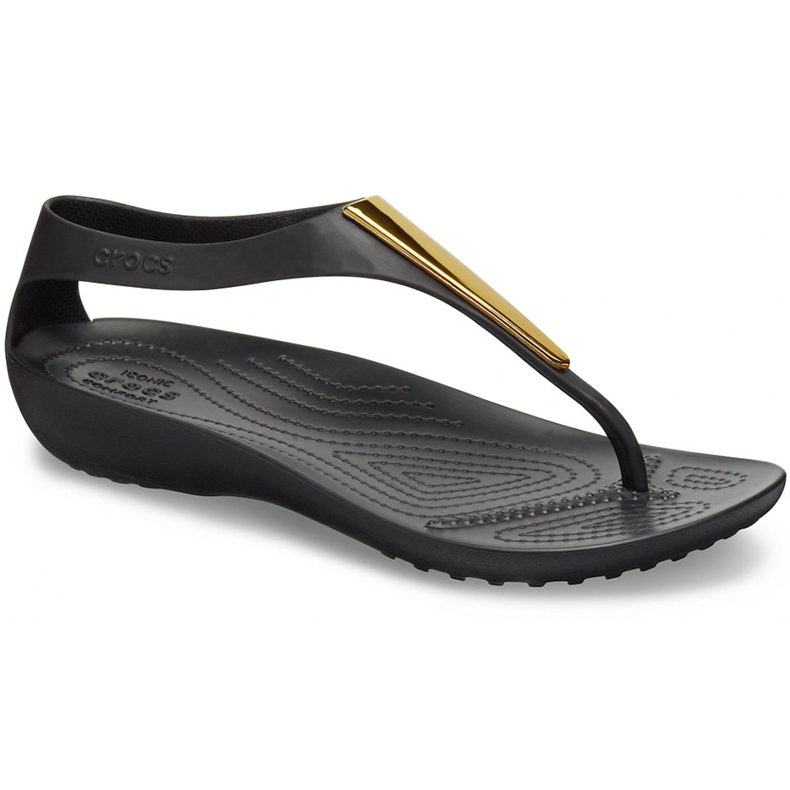 Sandalias de mujer Crocs Serena Metallic Bar Fp W negro y dorado 206420751