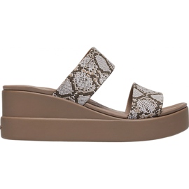 Crocs Pantuflas para mujer Brooklyn Mid Wedge W Multi Stucco 206219 93T beige