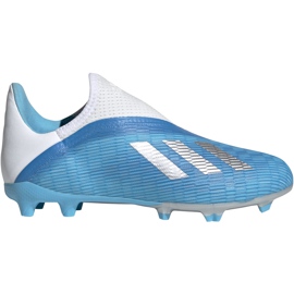 Zapatillas de fútbol Adidas X 19.3 Ll Fg Junior azul EF9114 azul, blanco, plata