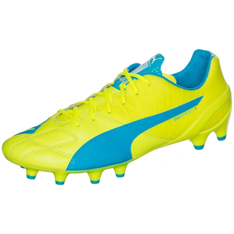 Botas de fútbol Puma Evo Speed ​​1.4 Lth Fg amarillo-azul 103615 03