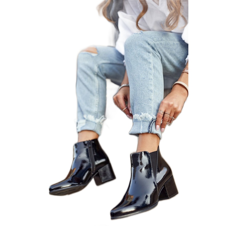 Botas de Mujer Sergio Leone Botines Chelsea Lacados Negros BT621