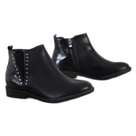 Small Swan Botas negras con estampado de serpiente negro