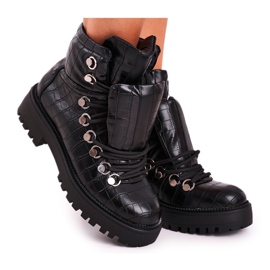 BUGO Botines planos de mujer con lengüeta Black Passa negro BUGO Botines planos de mujer con lengüeta Black Passa negro