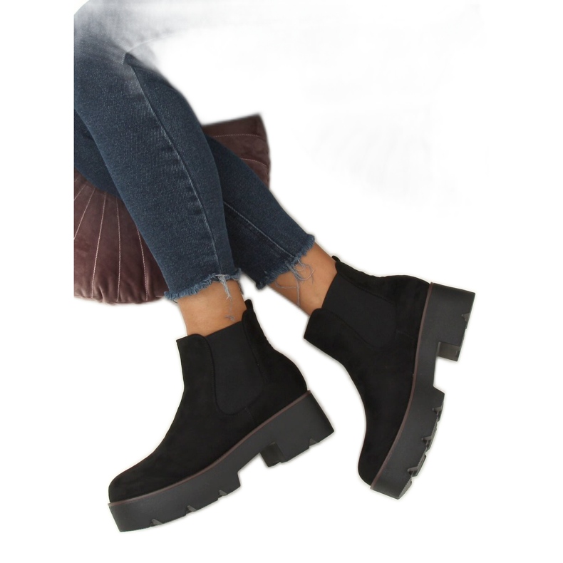 Botines Chelsea negros con suela alta negro 8B987 Negro