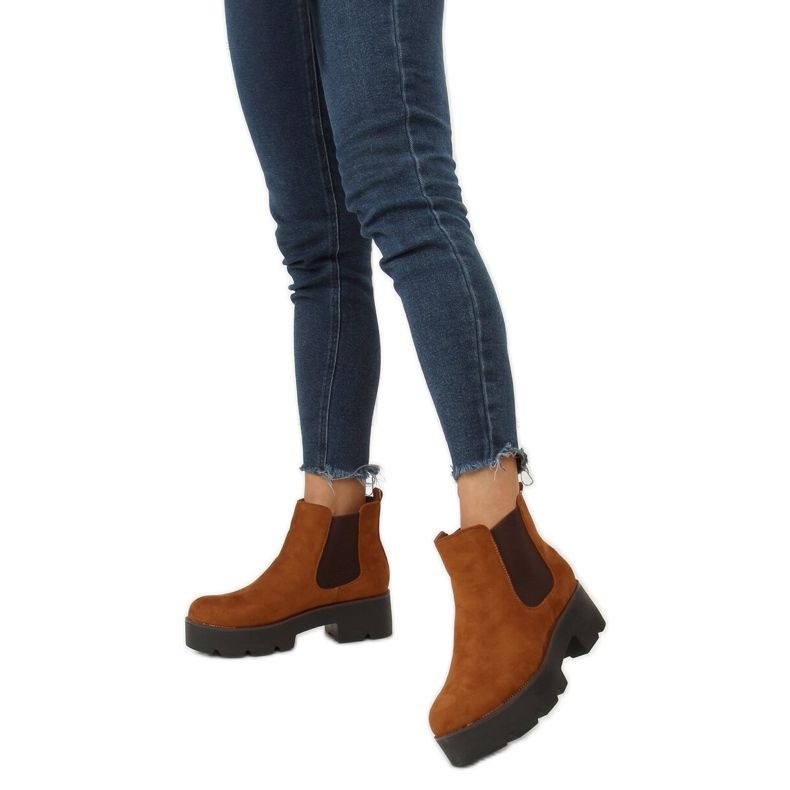 Botines Chelsea de suela alta camel 8B987 Camel marrón