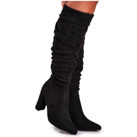 PS1 Botas De Mujer Con Tacón Ante Negro Cromes