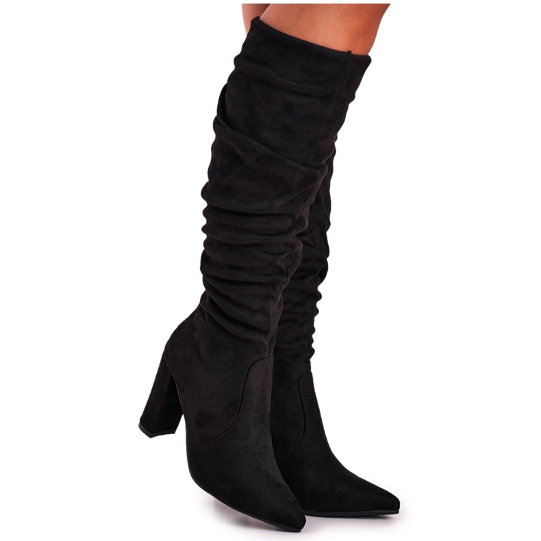 PS1 Botas De Mujer Con Tacón Ante Negro Cromes PS1 Botas De Mujer Con Tacón Ante Negro Cromes