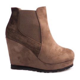 Botas de ante con cuña 7-GK7851B marrón